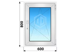 Поворотно-откидное пластиковое окно 600x800